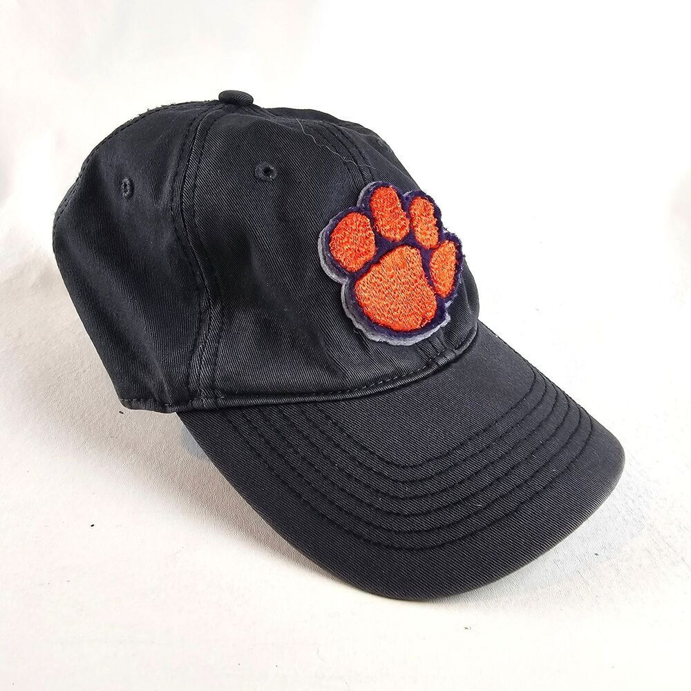 47 Brand Clemson Tigers Black Fitted Stretch Hat Cap Orange Paw One Size NCAA